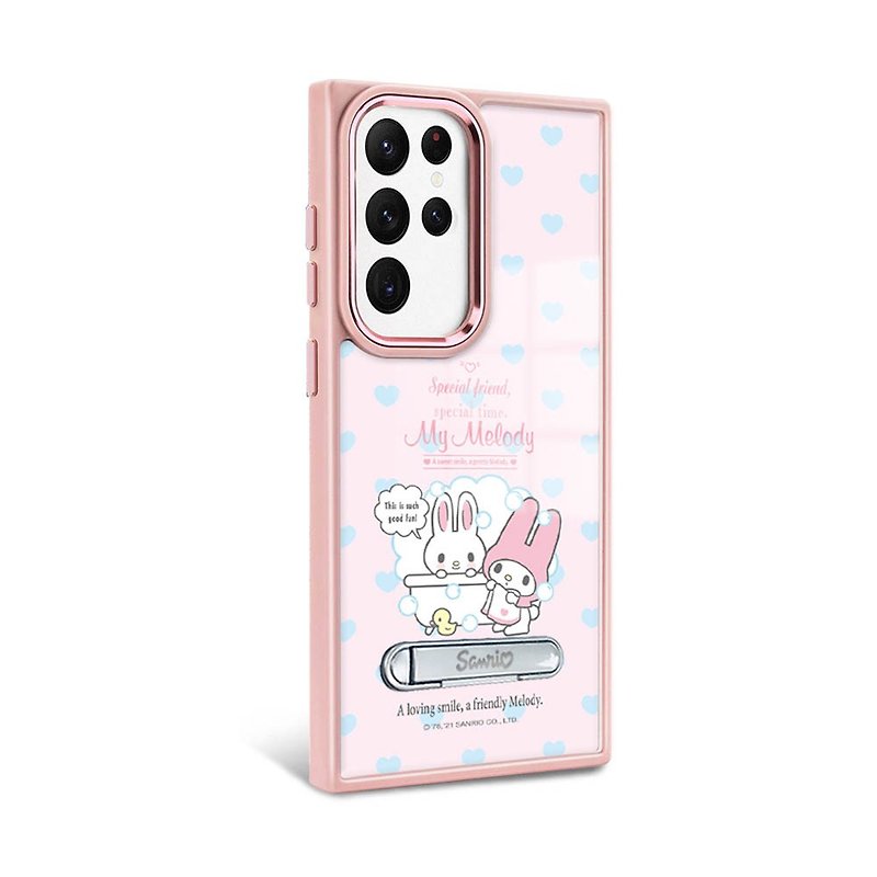 Sanrio S24/S23 series military standard anti-fall aluminum alloy lens frame stand - Bath Melody - Pink Frame - Phone Cases - Other Materials Multicolor