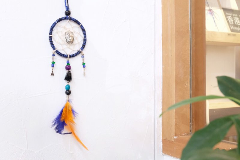 Handmade Dreamcatcher -  Obsidian / Scarab - ของวางตกแต่ง - ผ้าฝ้าย/ผ้าลินิน สีน้ำเงิน