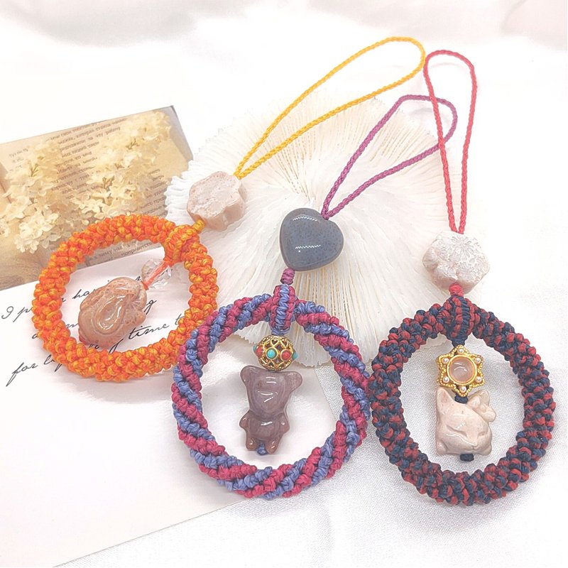 Garland bag hanging/pendant/Alxa/coral jade/South American Wax thread - ที่ห้อยกุญแจ - วัสดุอื่นๆ 