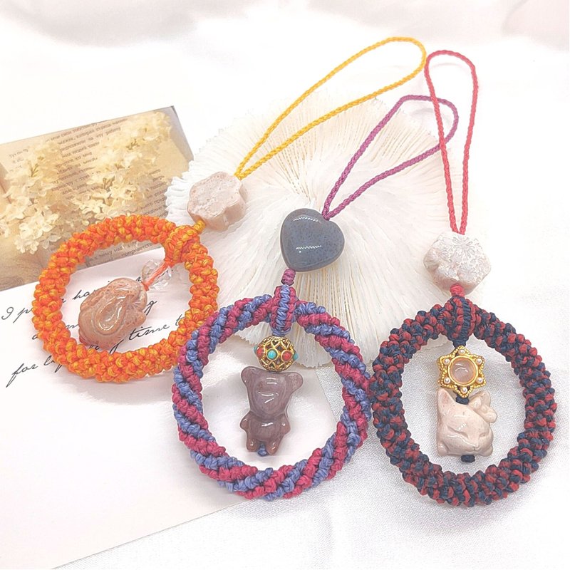 Garland bag hanging/pendant/Alxa/coral jade/South American Wax thread - Keychains - Other Materials 