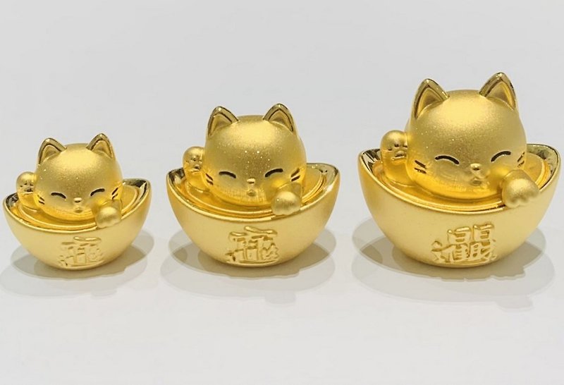 [Yama Gold Jewelry] Q Meng Yuanbao Lucky Cat-Good Luck Gold Ornament - อื่นๆ - ทอง 24 เค 