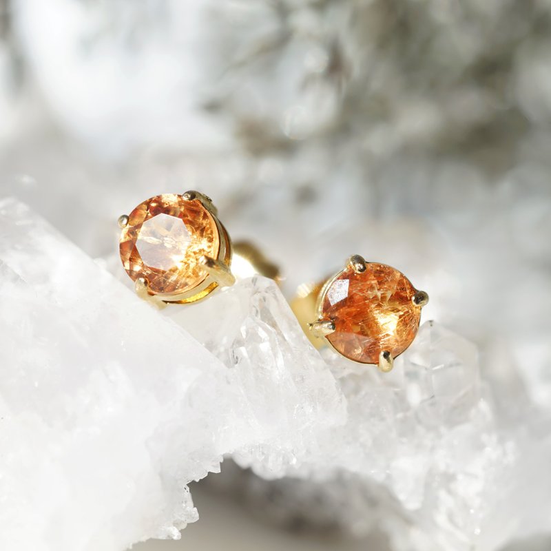 インペリアルトパーズ5mm　サージカルステンレススタッドピアス　麦畑 - 耳環/耳夾/耳骨夾 - 寶石 橘色