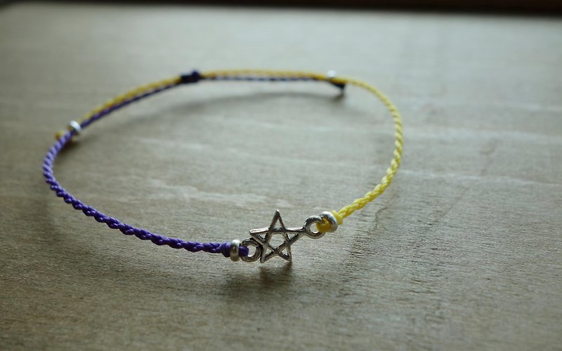 ~ M ~ + Bear*simple simple*pentagram minimalist fine 925 sterling silver bracelet Japan wax line / 925 silver bracelet - Bracelets - Other Metals Multicolor