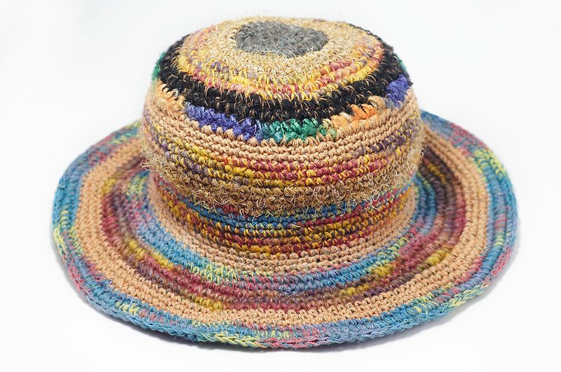 Hand twist cotton knit cap / knit cap / hat / crochet hats / hat - + gradient rainbow colored sari forest line (limit one) - Hats & Caps - Cotton & Hemp Multicolor