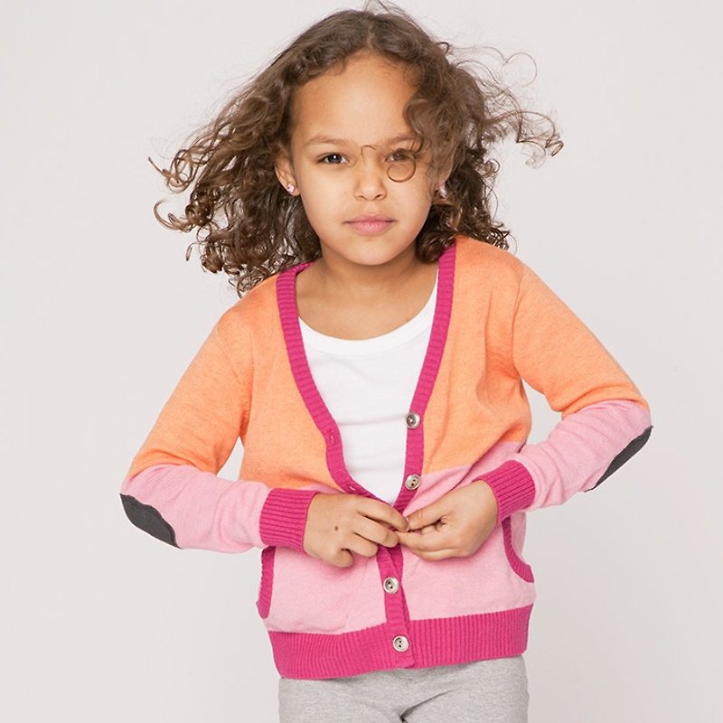 【Swedish children's clothing】Organic cotton knitted jacket 7 to 9 years old - Coats - Cotton & Hemp Red