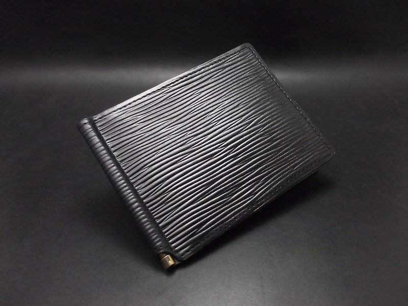APEE leather handmade ~ banknote clip ~ weird pattern black - Wallets - Genuine Leather Black