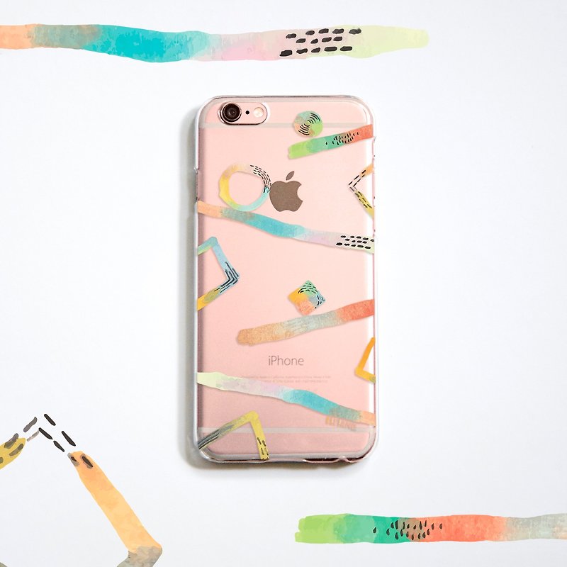 The Water Colour Geometric shapes pattern phone case, for iPhone, Samsung - Phone Cases - Plastic Multicolor