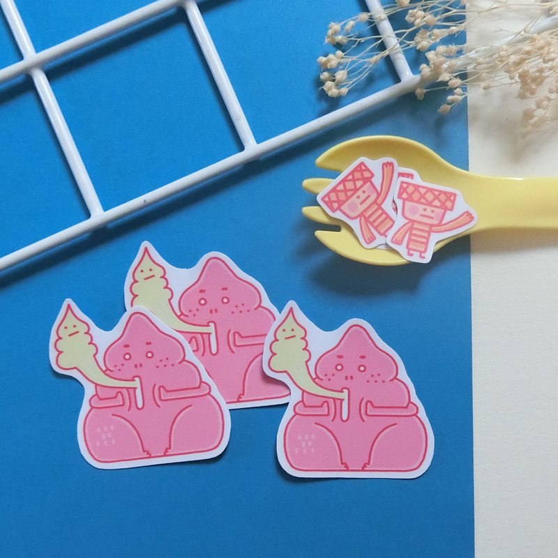 便便冰 ( 1+1 ) / 小貼紙 - 貼紙 - 紙 粉紅色