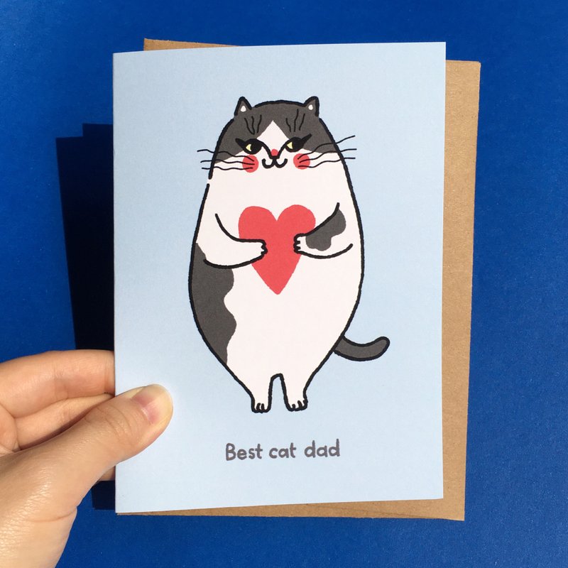 การ์ดอวยพรลายแมว Best Cat Dad - การ์ด/โปสการ์ด - กระดาษ 