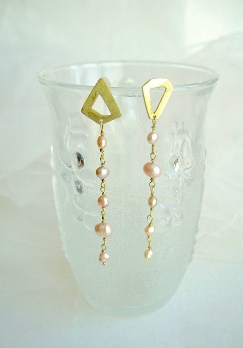 Pearl long earrings - Earrings & Clip-ons - Pearl Pink