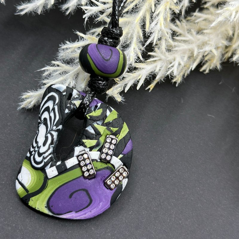 ALLEN | Polymer Clay Pendant | Necklace - Necklaces - Clay Multicolor