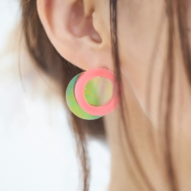 Candy Ring || Earrings / Clip-On || Cherry - Earrings & Clip-ons - Acrylic Pink
