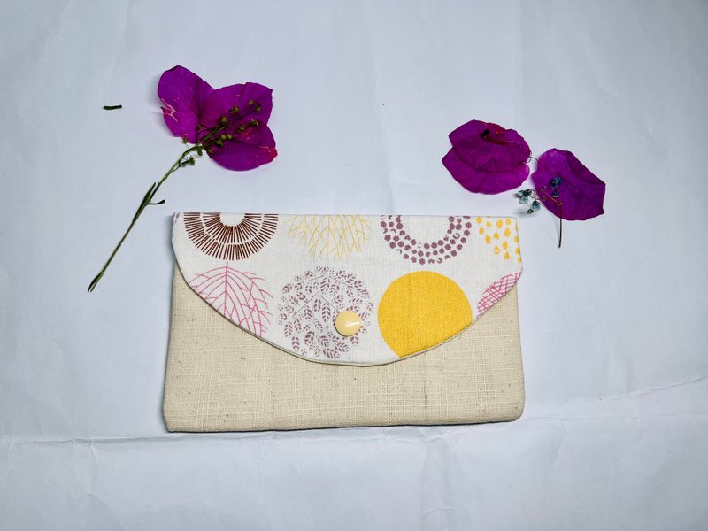 Original Design Handmade Pastel Round Pattern Flap Small Bag - Coin Purses - Cotton & Hemp Pink