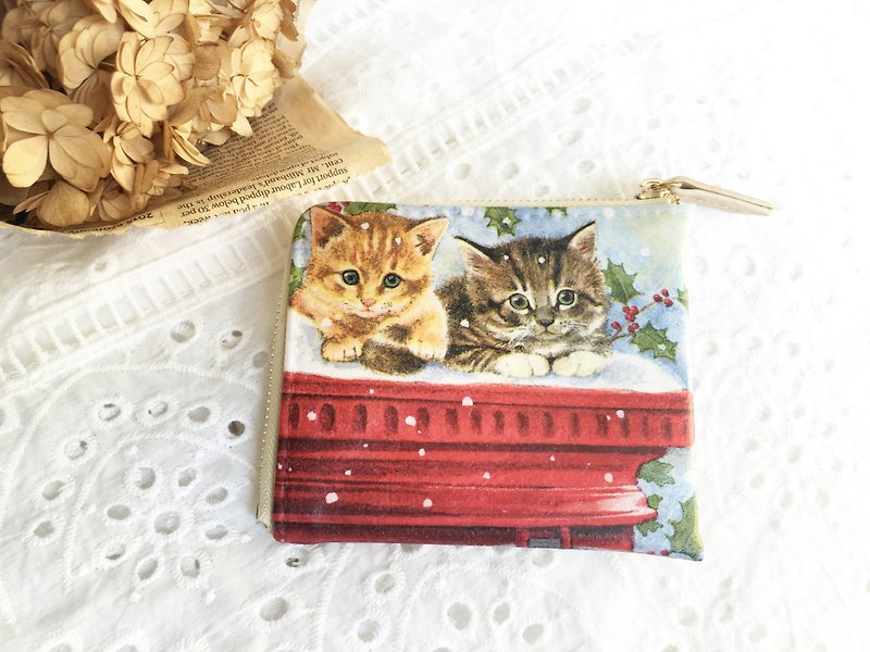Christmas gift exchange gifts - Christmas Cat Purse - Wallets - Genuine Leather 