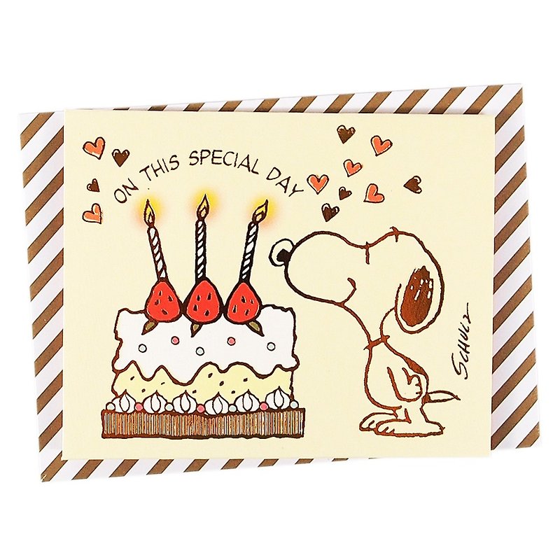 Snoopy smells delicious cake [Hallmark-Peanuts Snoopy - Gift Card] - การ์ด/โปสการ์ด - กระดาษ สีเหลือง
