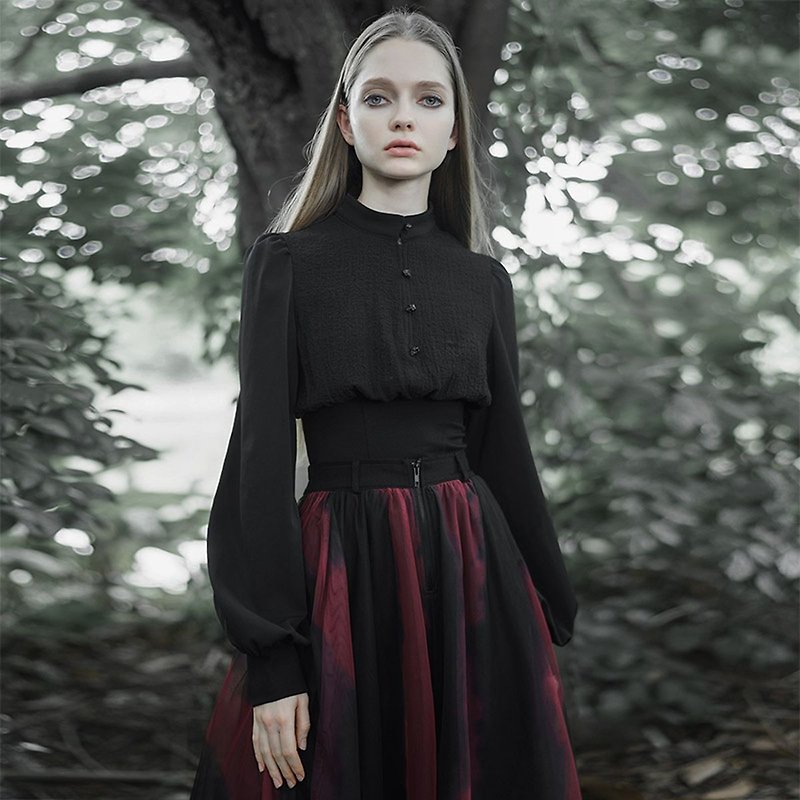 Pagan Utopia Vintage Court Top - เสื้อผู้หญิง - วัสดุอื่นๆ สีดำ