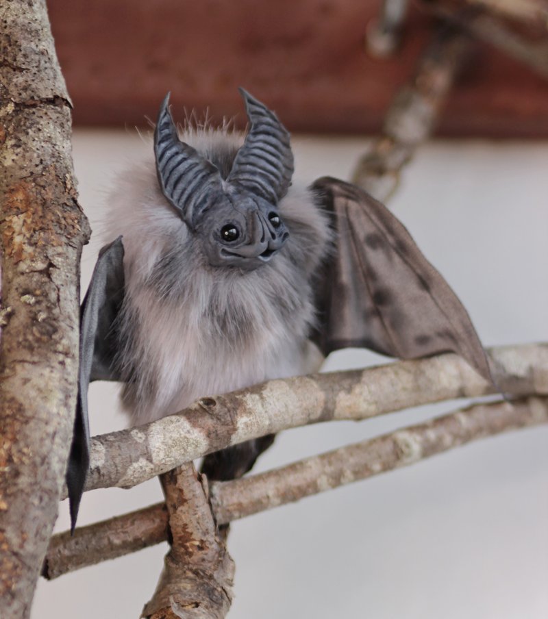 ON ORDER Gray bark bat 15 cm - Stuffed Dolls & Figurines - Other Materials Gray