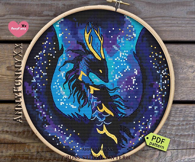 Blue Dragon # 2-counted cross stitch chart 