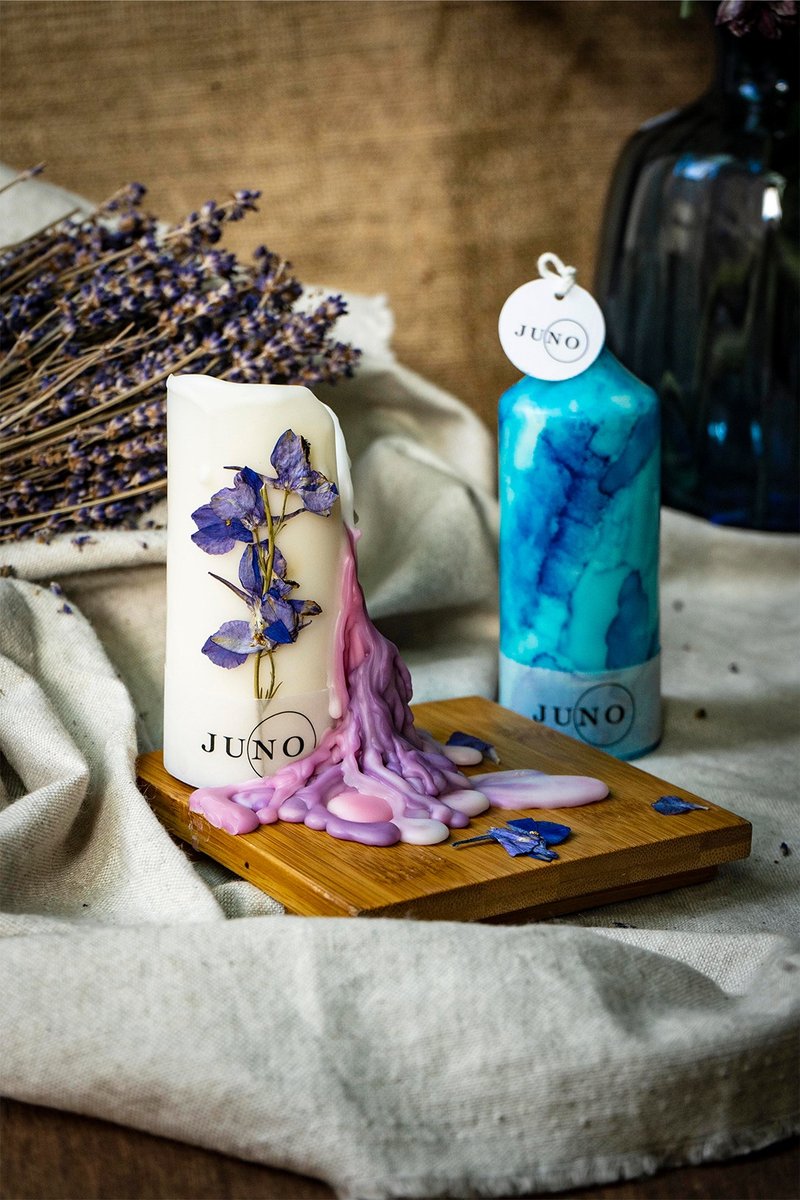 【新竹手作課程】壓花熔岩香氛蠟燭 + 水彩香氛蠟燭體驗・JUNO Ca - 蠟燭/香氛/調香 - 蠟 