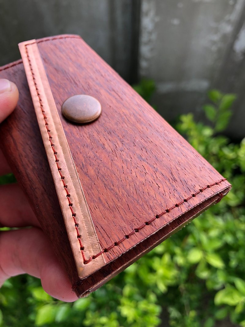Business card holder / card holder _selected pure natural "rosewood" solid wood veneer _ pure copper metal use - Card Holders & Cases - Wood 
