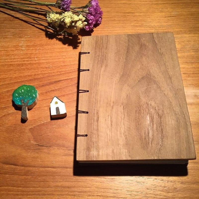 ノートhandmadenotebook木材woodcover日記 - ノート・手帳 - 木製 ブラウン