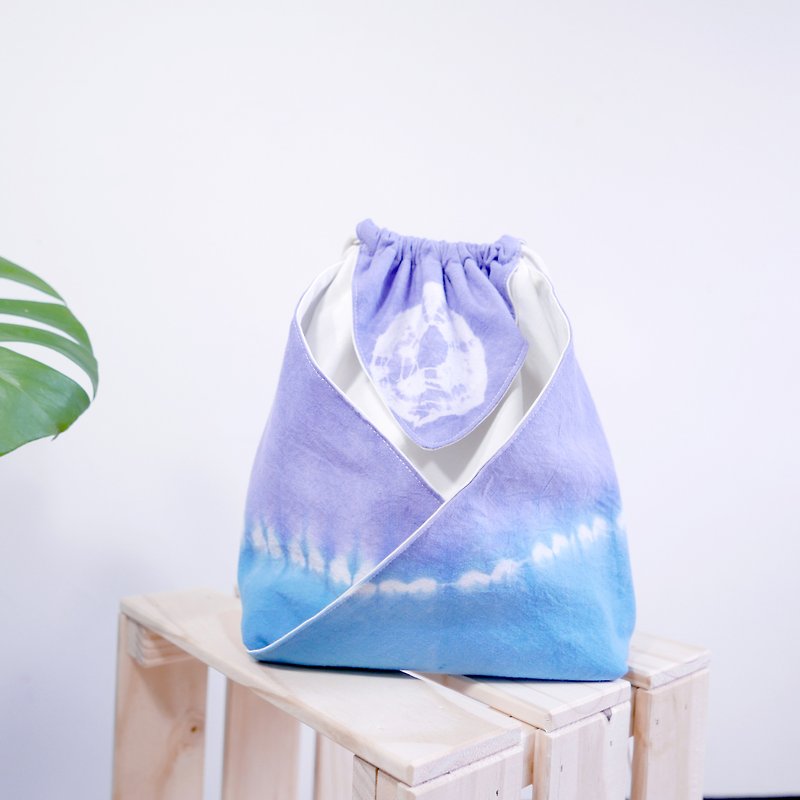 Tie dye/handmade/Kimono bag/hand bag/shoulder bag :Round purple: - กระเป๋าแมสเซนเจอร์ - ผ้าฝ้าย/ผ้าลินิน สีม่วง
