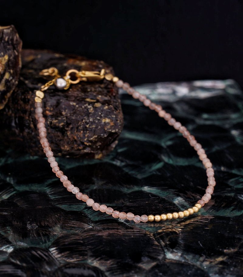 Superfine1/20 14K Gold Filled Orange Labradorite Bracelet with Japan Memory Wire - Bracelets - Gemstone 