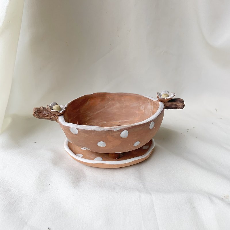 植木鉢|手作りセラミック| - 小皿 - 陶器 ブラウン