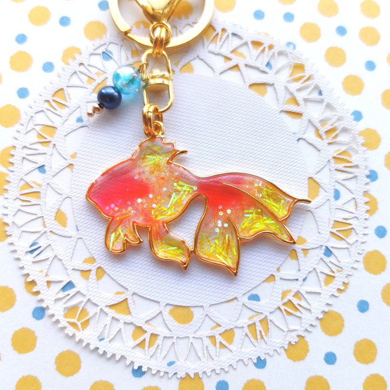 原創掛飾 綺麗の金魚 手作 樹脂 鑰匙圈 寵物 禮物 - 鑰匙圈/鑰匙包 - 樹脂 紅色