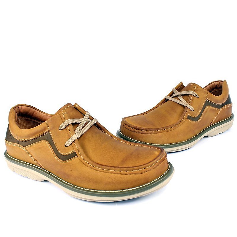 Temple filial piety Functional lightweight leather Kangaroo shoes brown - รองเท้าลำลองผู้ชาย - หนังแท้ สีนำ้ตาล