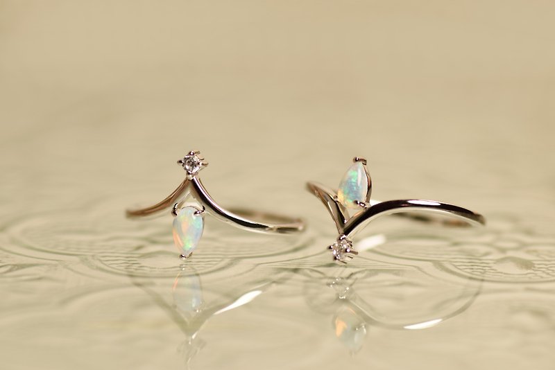 Water Drop Ring - 925 Sterling Silver - Stone- Opal - แหวนทั่วไป - เครื่องเพชรพลอย 