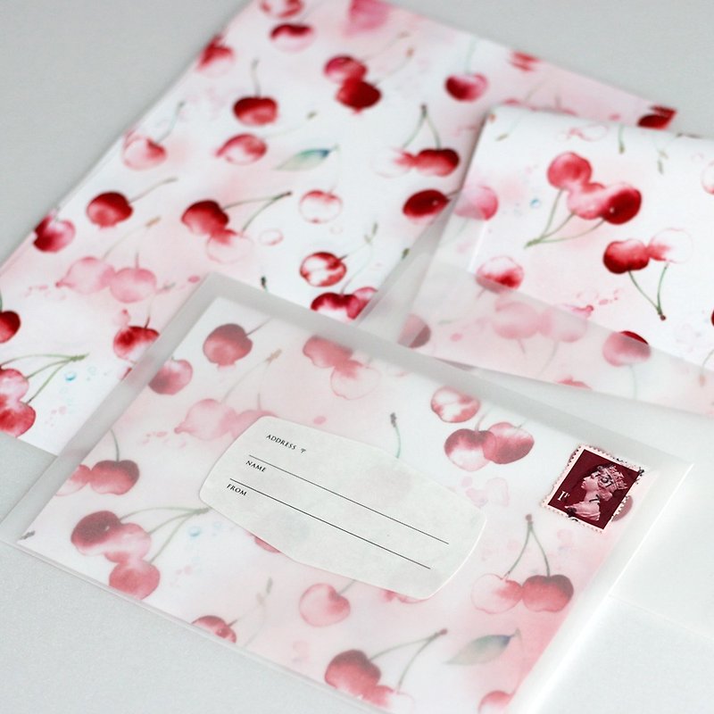 cherry soda letter set - ซองจดหมาย - กระดาษ สีแดง