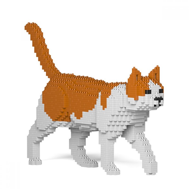 [Hot Selling] Orange and White Cat-Walking Patented Screw Building Blocks Will Not Fall Apart, Realistic Action Surprise Gift - Other - Plastic 