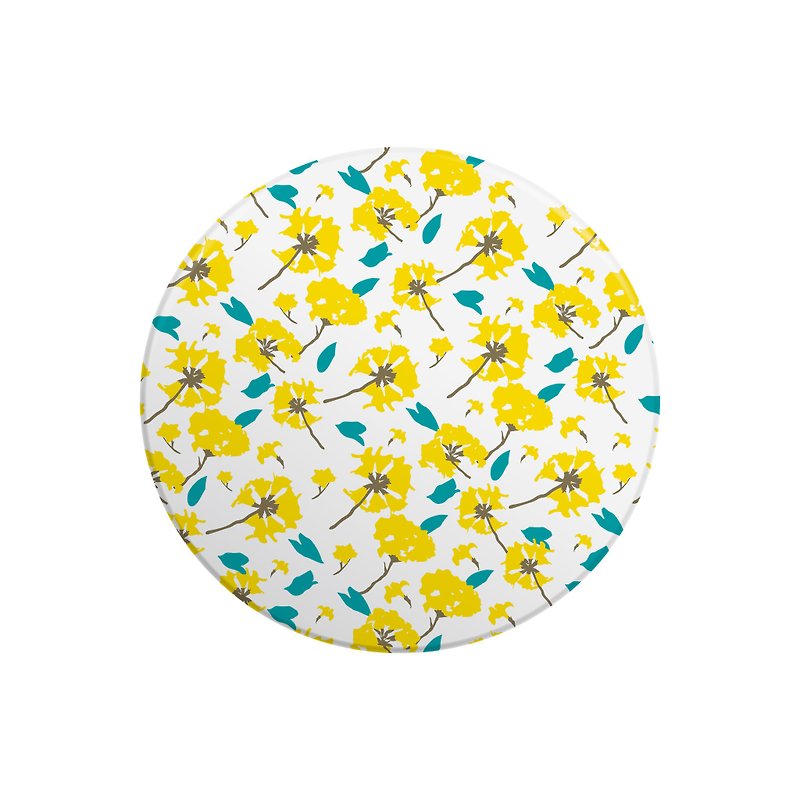 Yellow Flower Print Ceramic Pot Holder - ผ้ารองโต๊ะ/ของตกแต่ง - ดินเผา ขาว