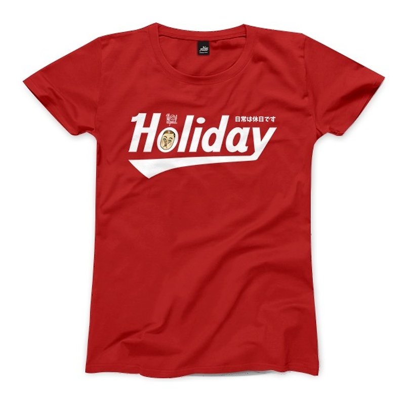 Holiday 保羅先生簽名款 - 紅 - 女版T恤 - 女 T 恤 - 棉．麻 紅色