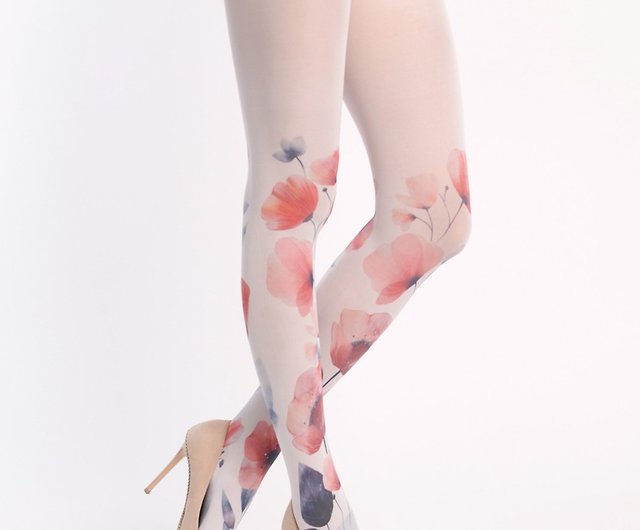 Poppy tights, S-4XL size floral outfit accessory, plus size
