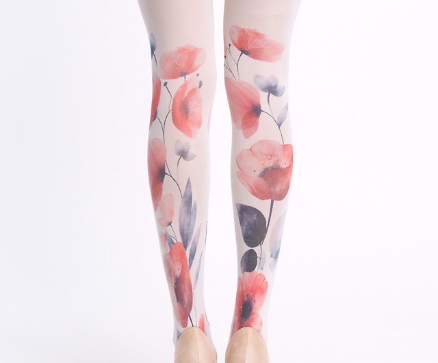 Colourful meadow floral tights, nature lover fashion, flower girl