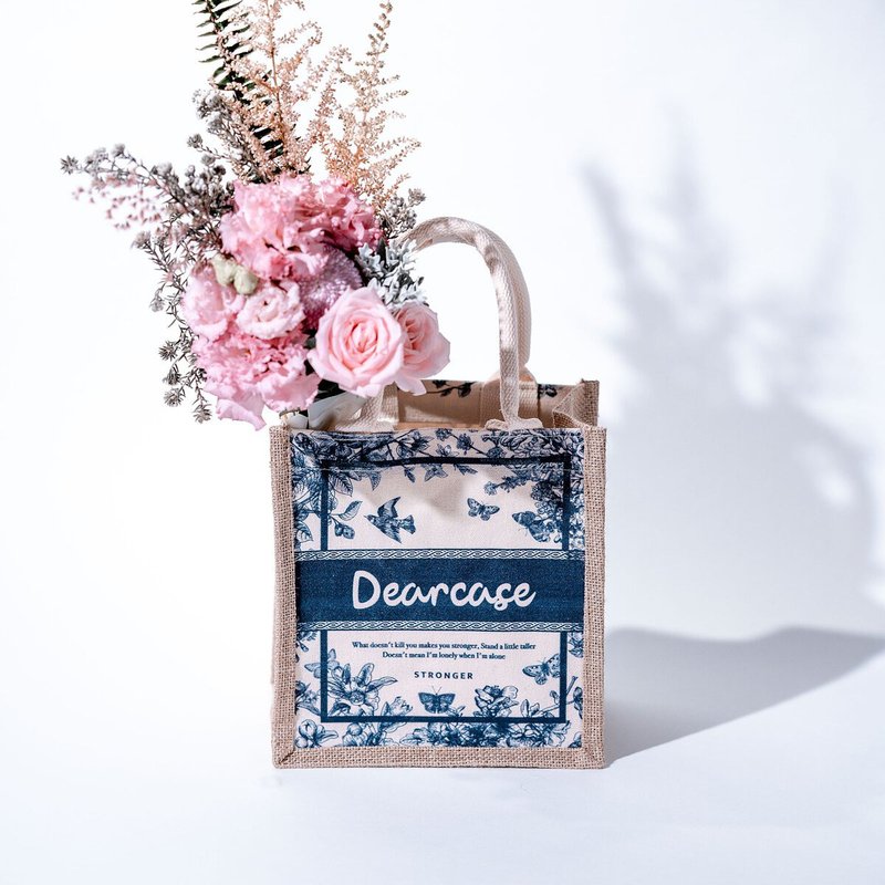 Dearcase branded vintage print double handle eco tote bag - กระเป๋าถือ - ผ้าฝ้าย/ผ้าลินิน 