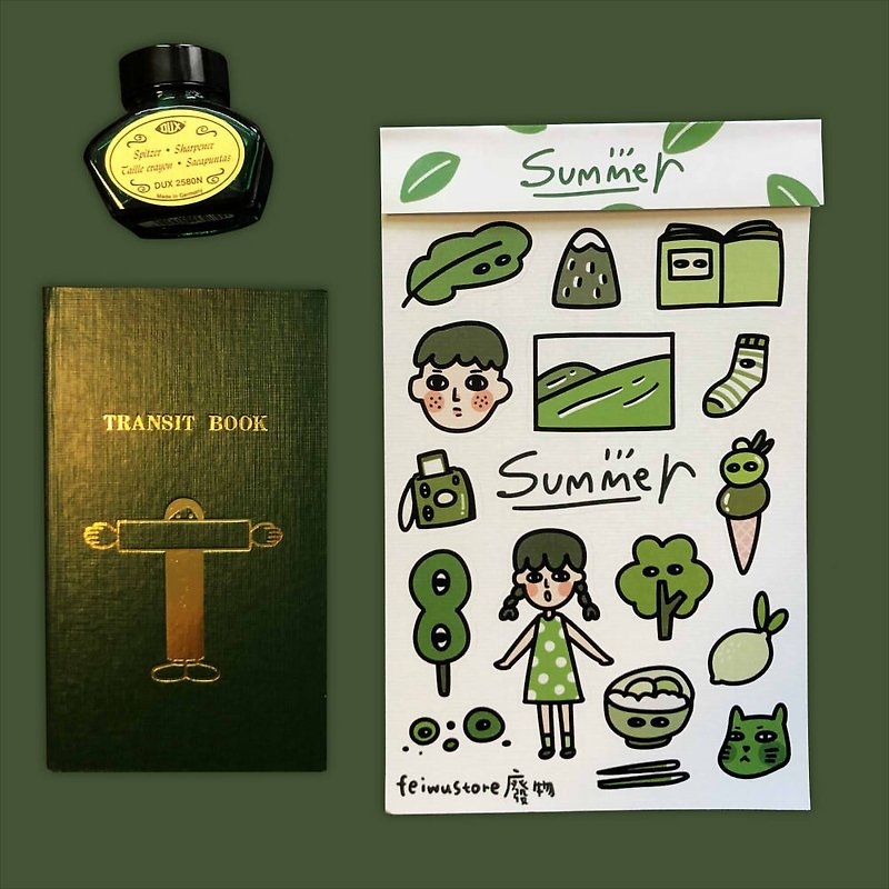 Summer sticker - สติกเกอร์ - กระดาษ สีเขียว