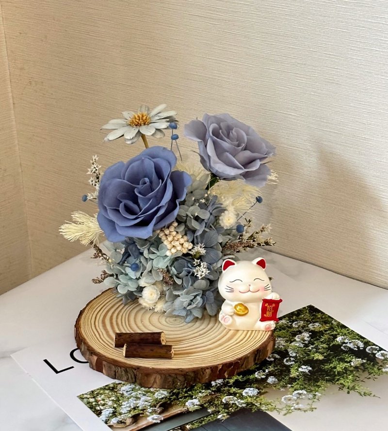 癒心花藝 | 寧靜藍永生花名片座 開幕花禮/升遷花禮 - 乾燥花/永生花 - 植物．花 