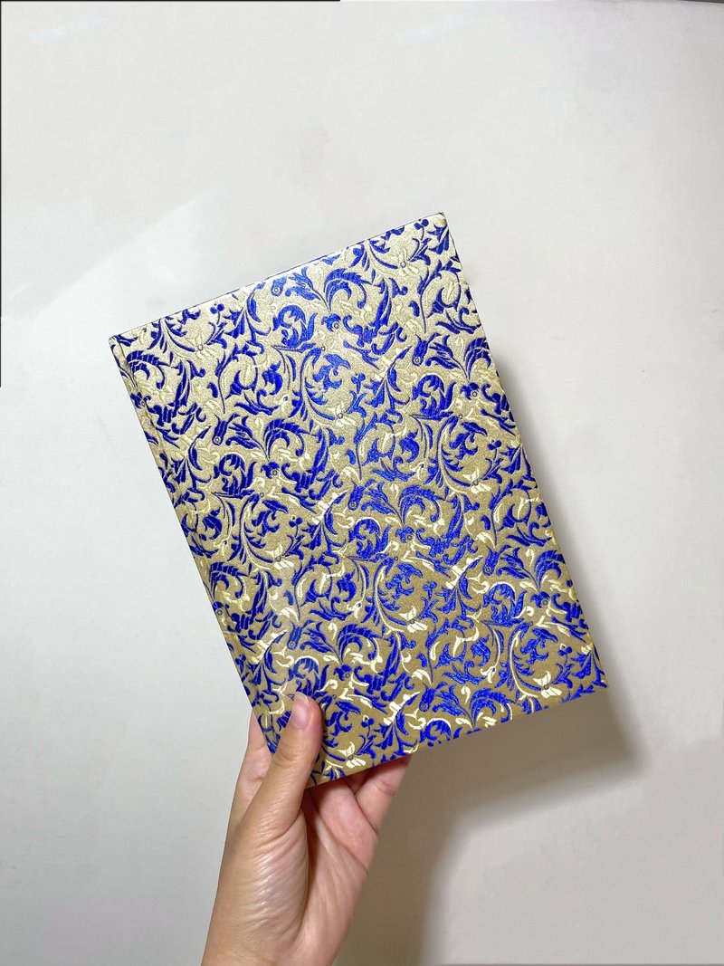 Classic Chinese Brocade A5-Handbook/Notebook/Blank Handbook Hardcover Notebook Timeless Handbook - Notebooks & Journals - Cotton & Hemp Gold