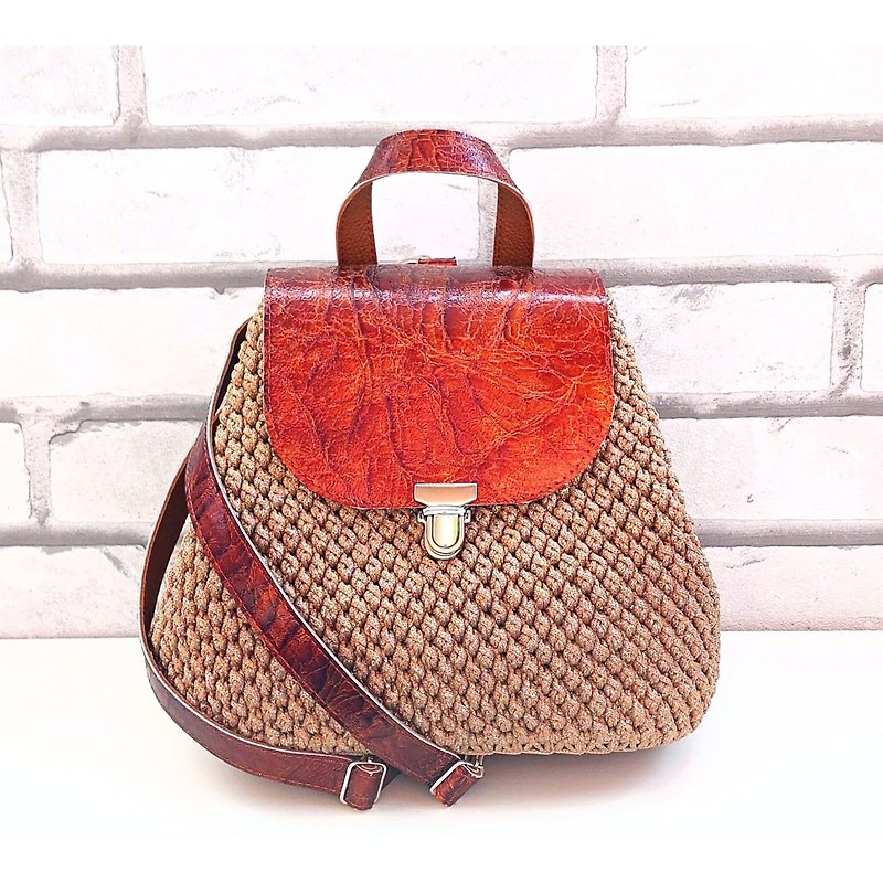 Mini backpack cute Gift for her Backpack tote - Backpacks - Genuine Leather Brown