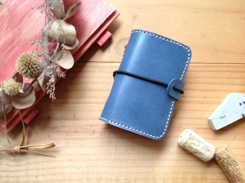 Card, Credit Card Holder, Business Card Holder, Transparent Plastic Inner Sheet, Multiple Card Holders, Hand-stitched, Genuine Leather [Leather] then blue - Cards & Postcards - Genuine Leather Blue