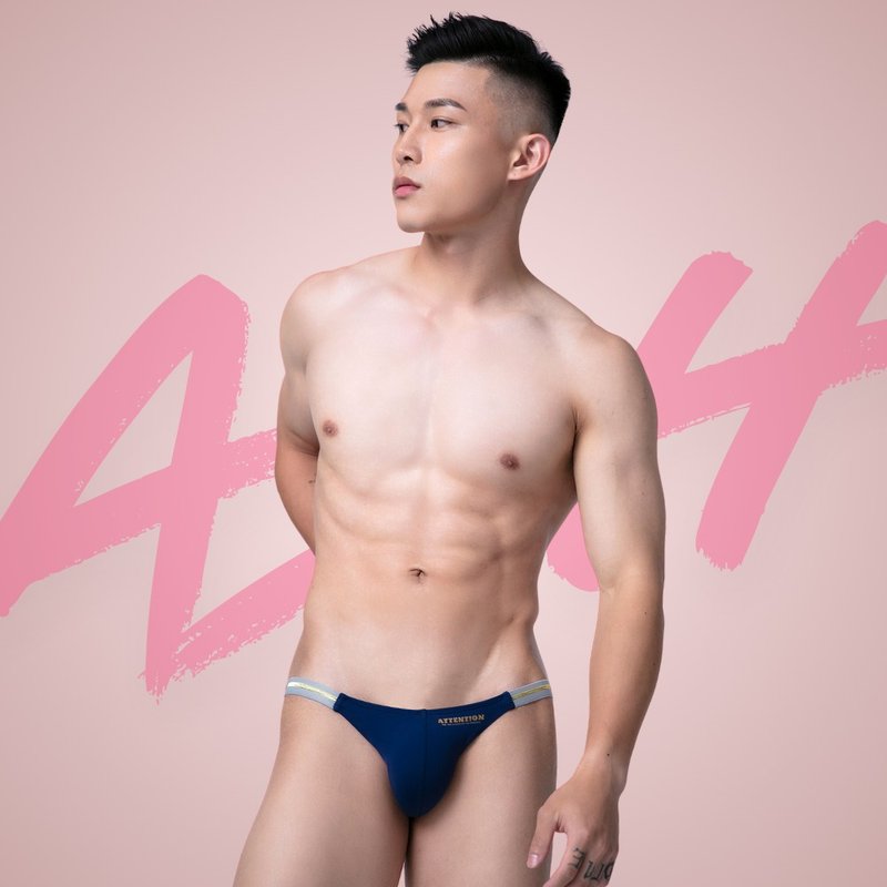 AttentionWear極澀系高衩三角內褲【普魯士藍】│涼感細邊 薄雙丁 - 男內衣褲 - 尼龍 藍色