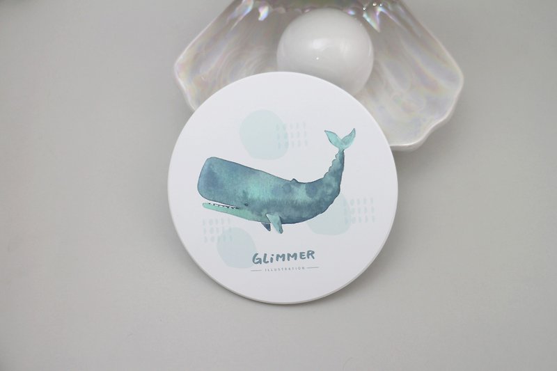 Sperm Whale-Ceramic Water Coaster - ที่รองแก้ว - เครื่องลายคราม 