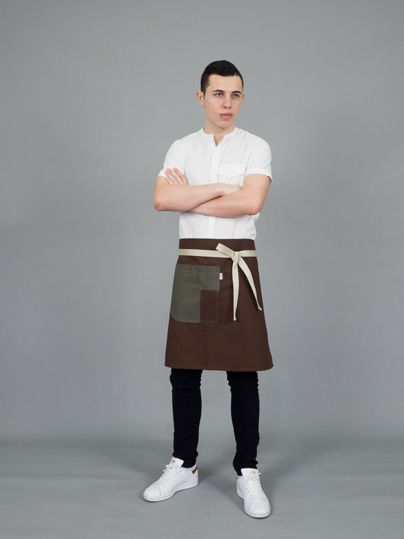 APRON - Café Bistro collection (Mocca) 短圍裙 - 圍裙 - 棉．麻 咖啡色