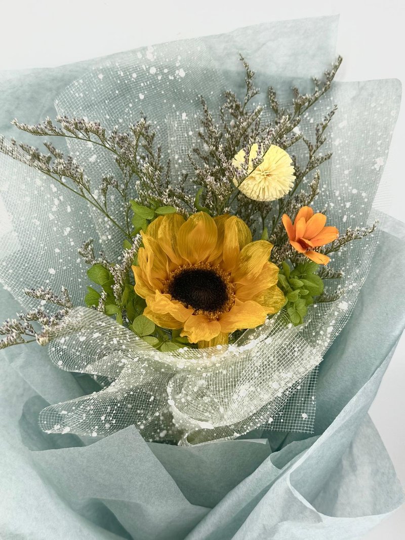 畢業季主題花卉 畢業花束/永生向日葵擴香索拉乒乓菊花束 - 乾燥花/永生花 - 植物．花 