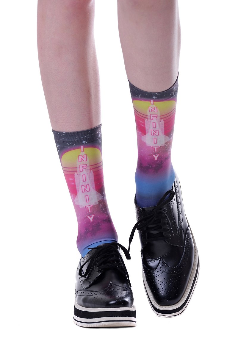 Hong Kong Design | Fools Day Printed Stockings - Infinity 00209 - ถุงเท้า - เส้นใยสังเคราะห์ หลากหลายสี