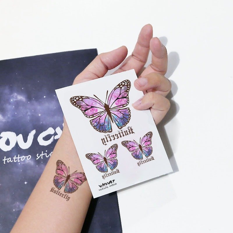 TU Tattoo Sticker - Sky Butterfly   waterproof Tattoo   original  Tattoo Stic - Temporary Tattoos - Paper Multicolor