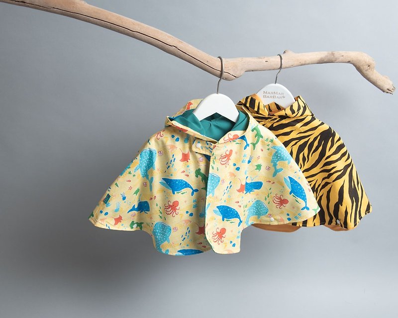 Windproof and rainproof double-sided cloak - handmade non-toxic jacket baby children's raincoat children - เสื้อโค้ด - ผ้าฝ้าย/ผ้าลินิน หลากหลายสี